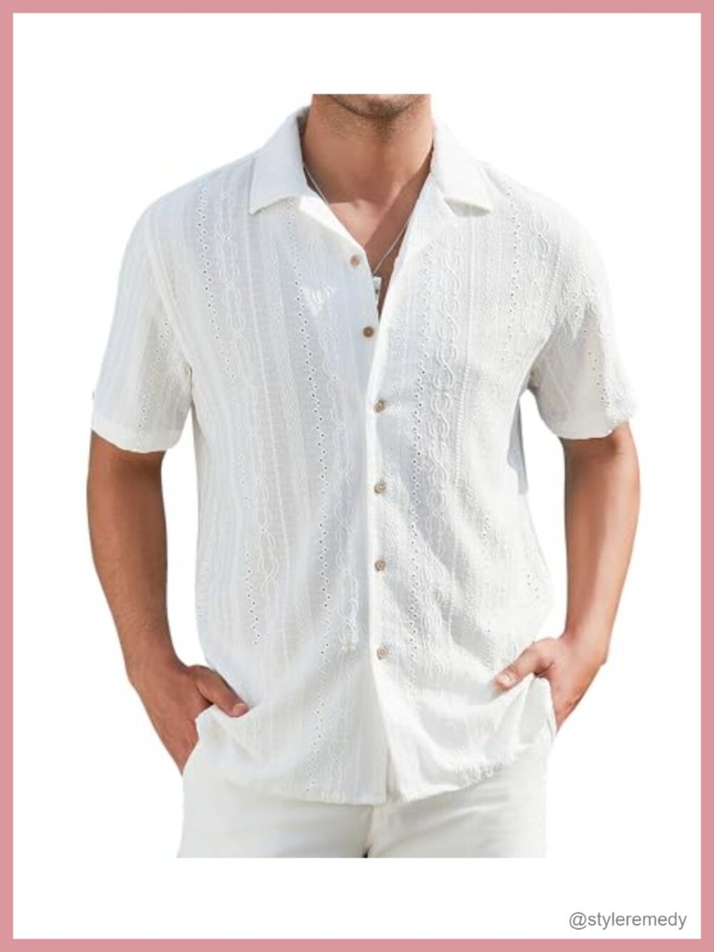 Damipow Mens Linen Button Down Shirts Short Sleeve Casual Beach Shirt - No